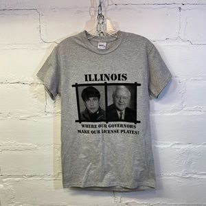 Gildan Unisex Small T Shirt Grey / Black Illinois Governor’s Humourous
